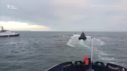 Российский корабль таранит украинский буксир (видео)