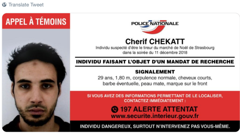 Полиция застрелила подозреваемого в нападении на ярмарку в Страсбурге