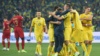 Украинская футбольная сборная празднует победу над сборной Португалии. Киев, 14 октября 2019 года