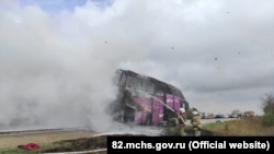 На трассе «Таврида» загорелся рейсовый автобус – спасатели (+фото)